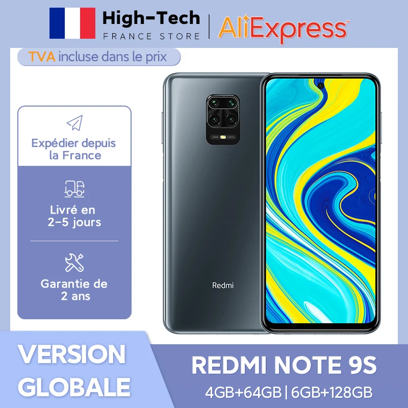 Xiaomi Redmi Note 9S 9 S глобальная версия 4 Гб + 64 Гб/6 ГБ 128 Смартфон Snapdragon 720G 48MP Quad Camera 6 67