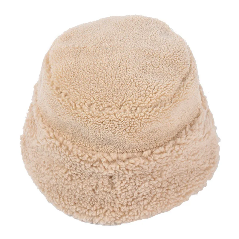 beige Рыбацкая шляпа Женская Осень Зима широкополый Досуг Мода теплые толстые шляпы шерстяной чепец шляпы для женщин Гладкая Кепка - Цвет: beige