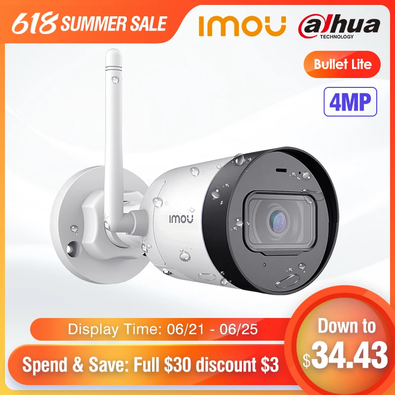 Dahua Imou 4MP QHD видео камера Класс защиты IP67 встроенный микрофон интерфейс внешней