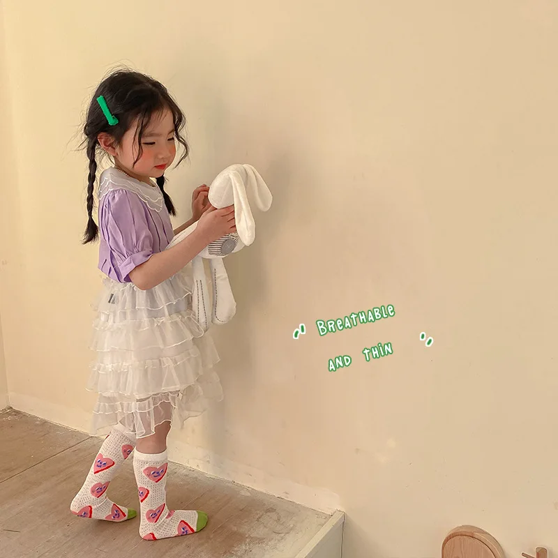

4 пары/Лот 3-8 лет милые детские тонкие носки с цветами короткие носки для новорожденных весенние летние тонкие сетчатые носки для девочек и м...