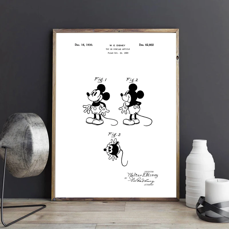 Художественные Плакаты для детской комнаты с изображением мышки из лакированной