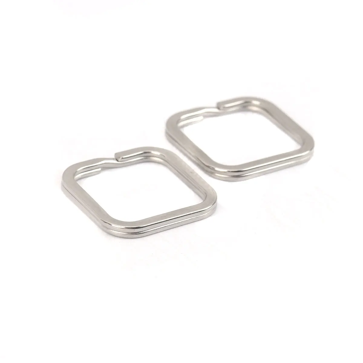 

304 Stainless Steel Keychain & Keyring Square Silver Color 3cm x 3cm, 10 PCs