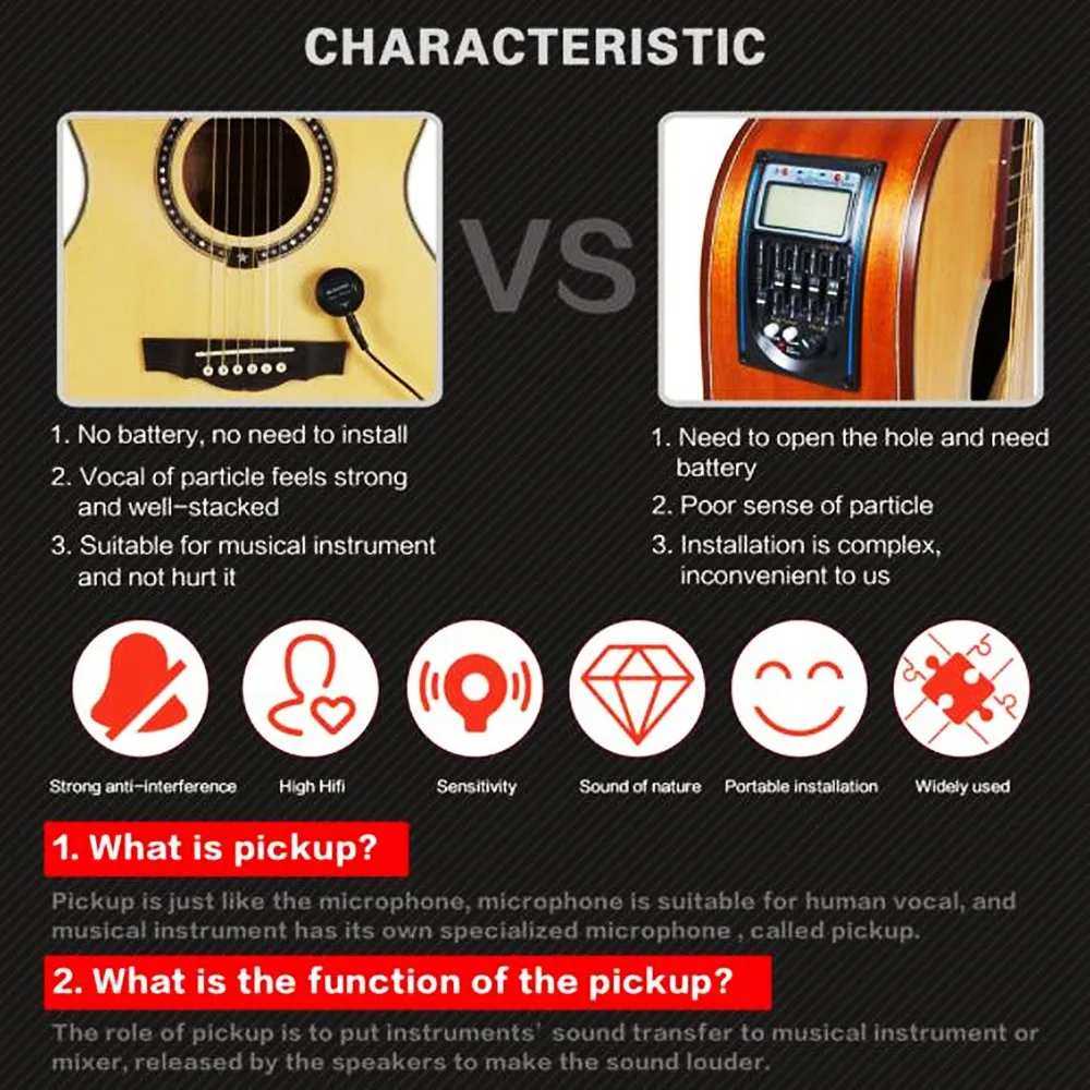 

Guitar Pickup Piezo Contact Microphone AD-35 Transducer For Acoustic Guitar Adjustable Volume Reusable Instrument Accessories