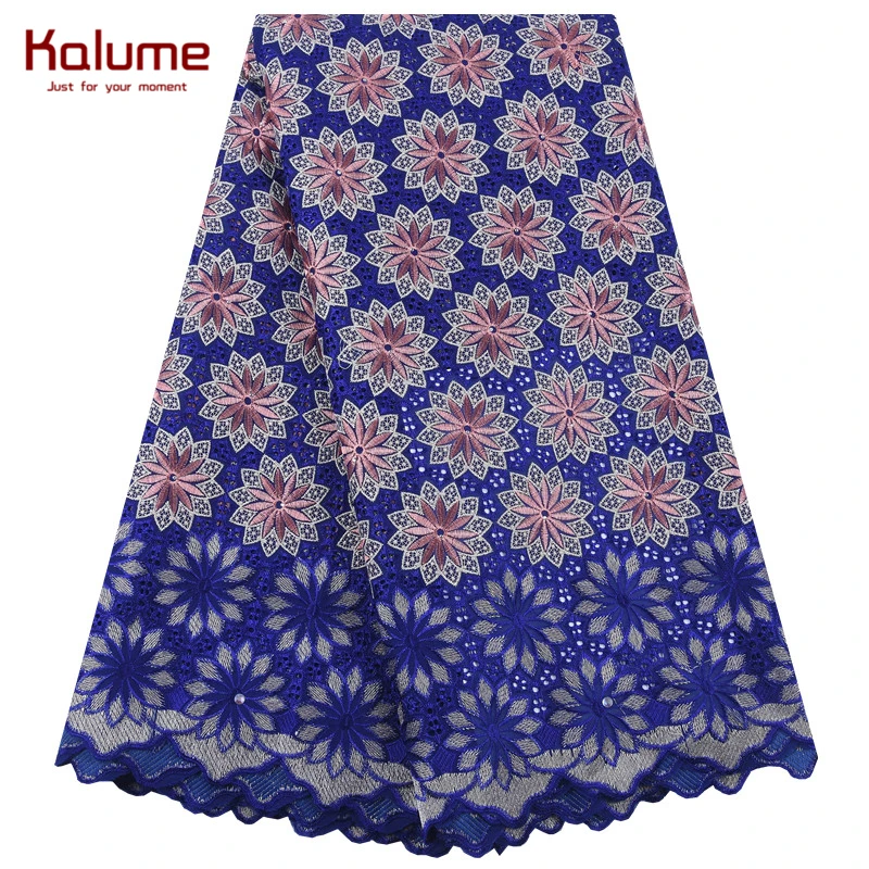 Высококачественная Африканская Хлопковая кружевная ткань Kalume с отверстиями