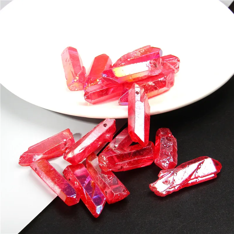 40mm 10PCS Raw Red Quartz Crystal Top Drilled Stick Beads Rock Point Pendant Jewelry Making Diy | Украшения и аксессуары