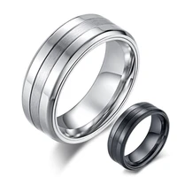 simple high polished matte finished combination ring for men black silver color stainless steel ring male jewelry