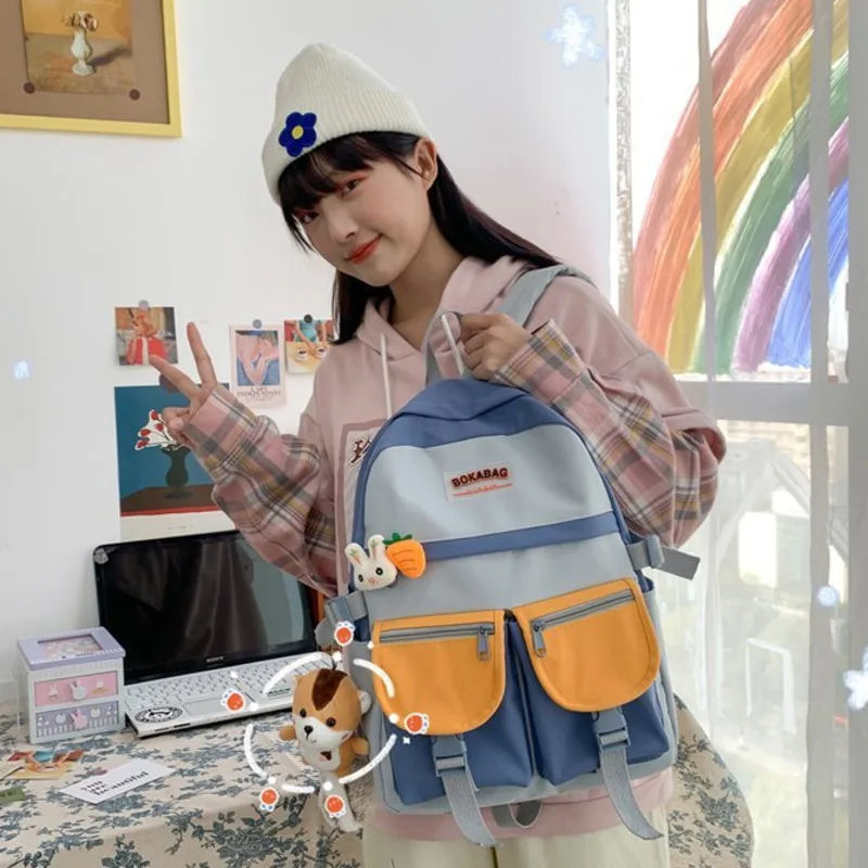 

Женский рюкзак Harajuku Kawaii для девочек-подростков большой емкости прозрачный водонепроницаемый рюкзак значок для рюкзака