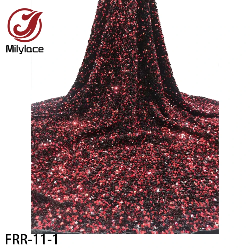 

Milylace New Arrival African Velvet Lace Fabric with Sequins Embroidery Nigerian French Lace Fabric for Dress FRR-11