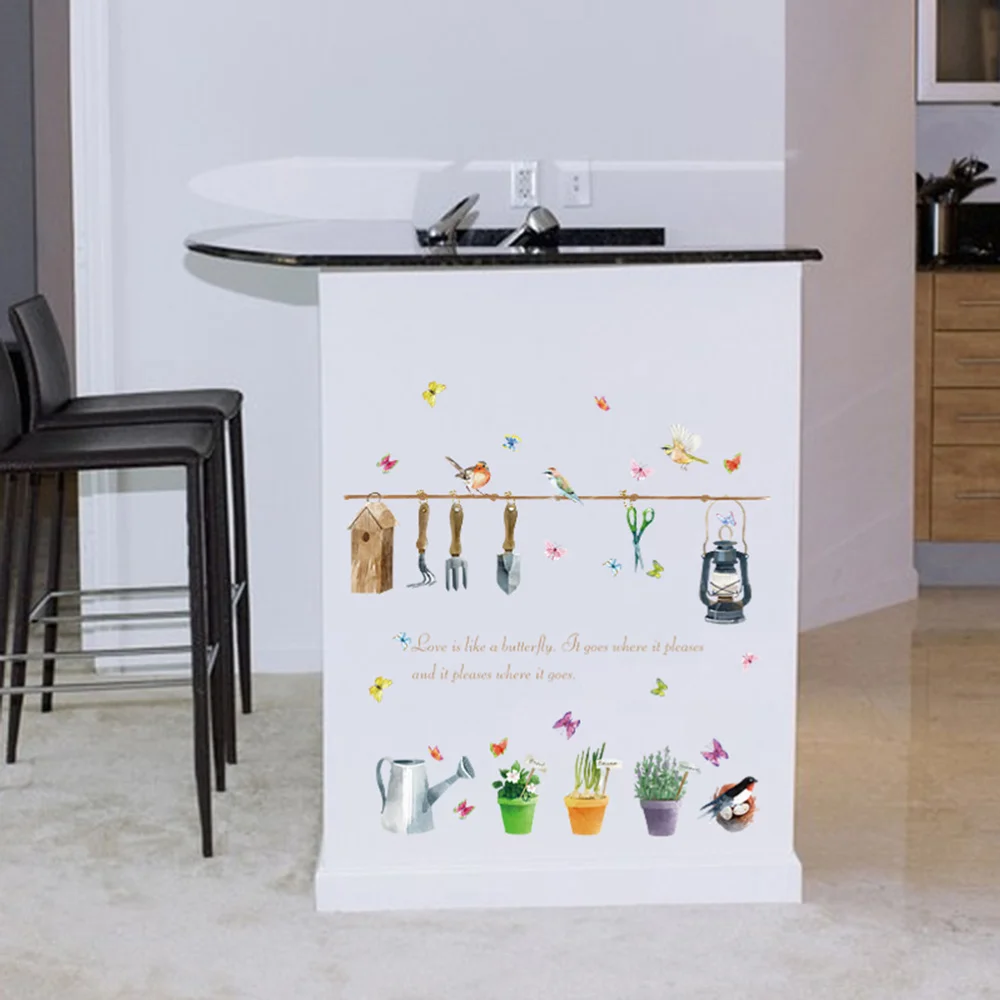

Rural Wall Sticker Removable Kitchen Home Decoration DIY Birds Tools PVC Wall Decals