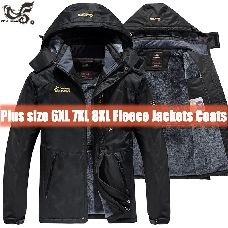 Winter Jacket Men wool liner Windbreaker Waterproof Jacket Man thicken Military Fur Hooded parka male Coat plus size 6XL 7XL 8XL