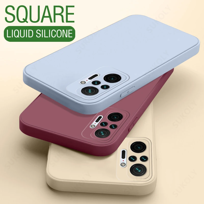 Original Square Liquid Silicon Case For Xiaomi Redmi Note 11E 10 Pro 12T Poco F3 M4 X3 Mi 12X 11T Pro 11 Lite 5G NE Soft Funda