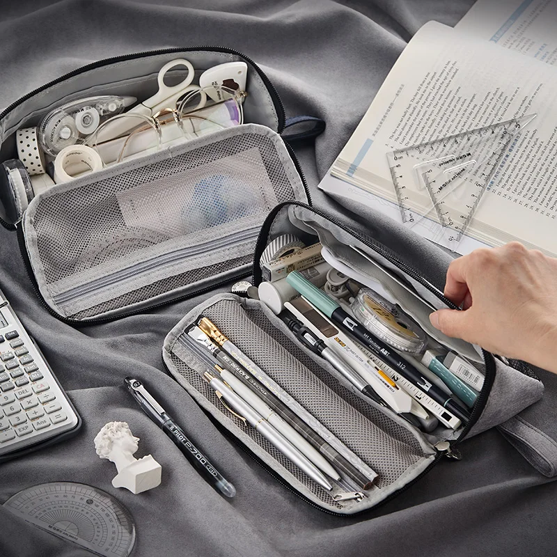 

Pencil Bag Triangular Pen Case Oxford Fabric Storage HandBag Pouch For Pens Eraser Stationery School Phone Holder A6852