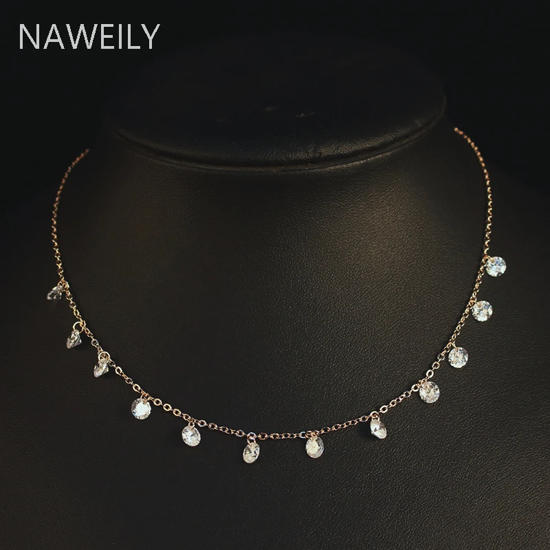 Лучшие хрустальные ожерелья и кулоны для женщин супер блестящие цепи чокер