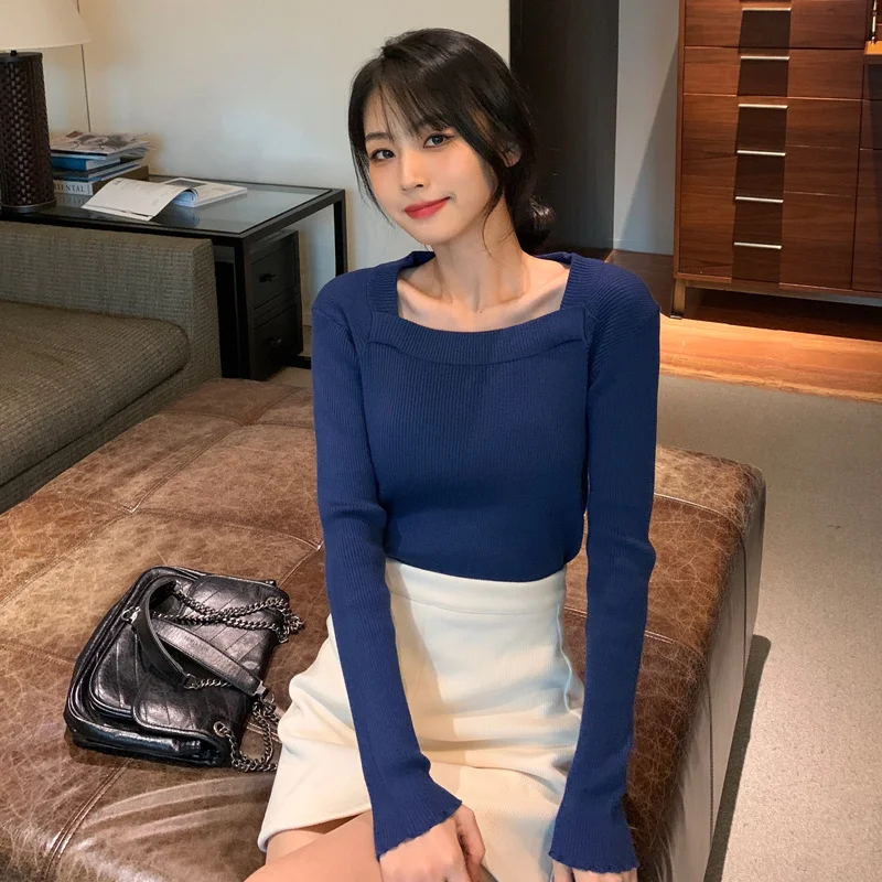 

Свитер женский осенний трикотажный, теплый, однотонный