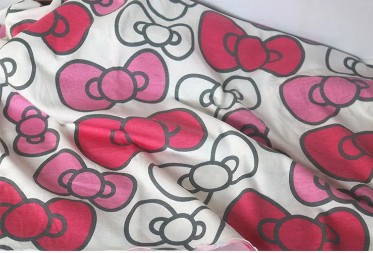 Эластичная трикотажная хлопчатобумажная ткань с бантом 50*165 см