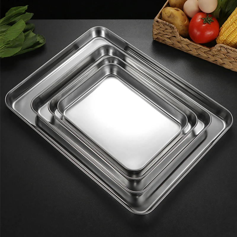 Прямоугольные лотки для хранения еды посуда из нержавеющей стали барбекю