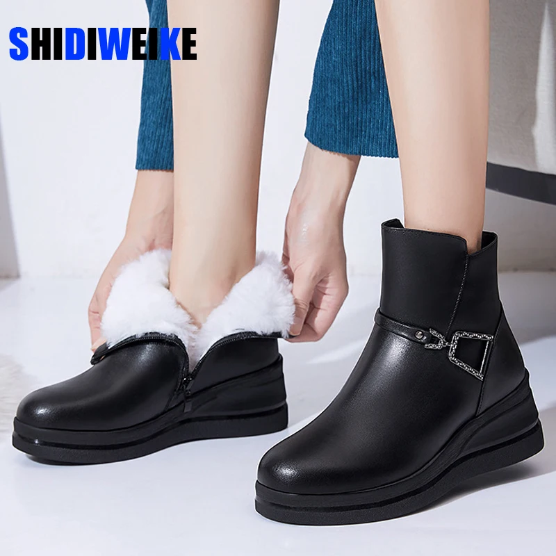 

Женские ботильоны; Повседневная женская обувь из натуральной кожи с круглым носком на молнии сбоку; Женская обувь на платформе; Женская обу...