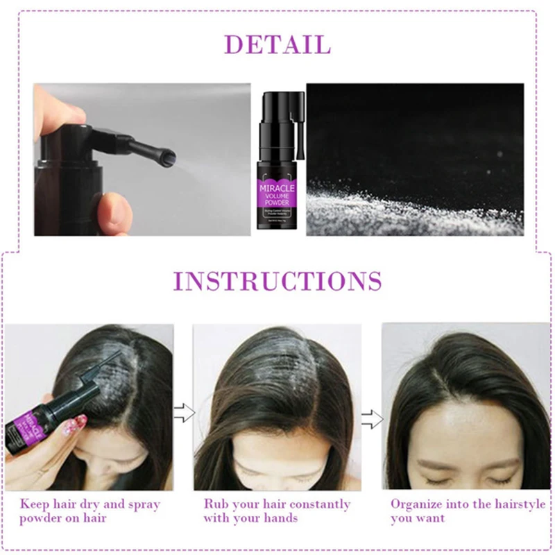 

Men Womens Fluffy Hair Powder Volume Up Hair Styling Powder 360 Rotatate Spray Refreshing Remove Oil Modeling Hairdressing Tool