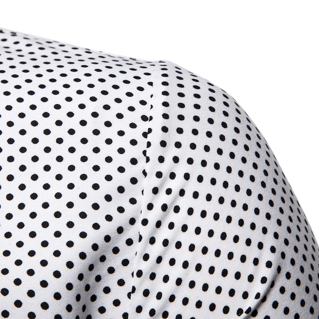 Мужская приталенная рубашка в горошек CYSINCOS повседневная с длинным рукавом