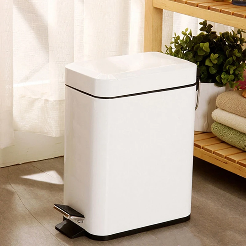 

Trash Can Bathroom Kitchen Living Room Office 5L Garbage DustBin Storage Bucket Storage Box Waste Can White
