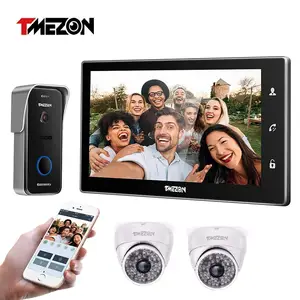 tmezon 10 inch wireless wifi smart ip video doorbell intercom system 1xtouch screen monitor with 1x720p wired door phone camera free global shipping