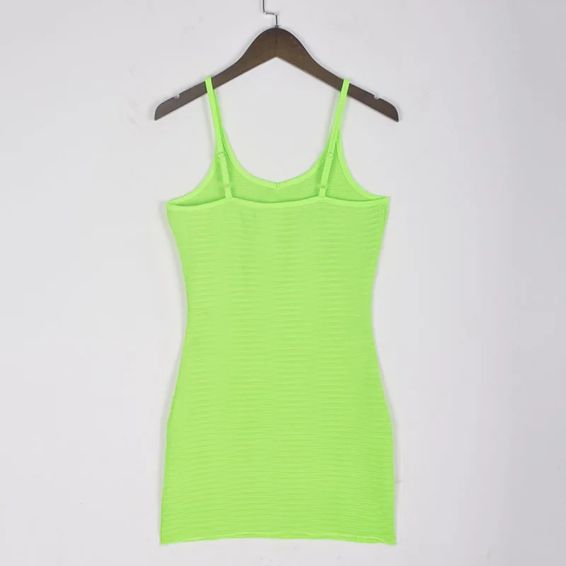 Lessverge ФЛУОРЕСЦЕНТНОЕ короткое летнее трикотажное платье женское неоновый