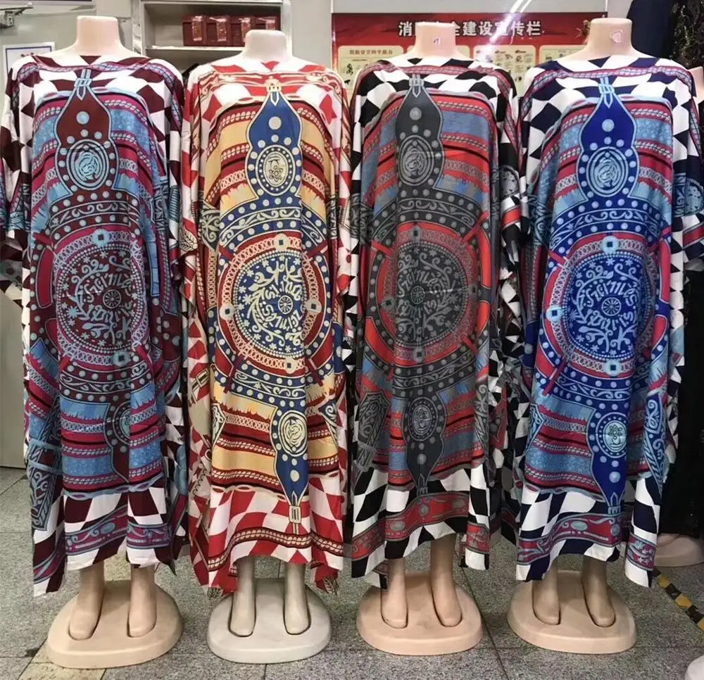 (4 цвета) 2020 Новинка Африканский Шелковый принт летучая мышь рукав свободный