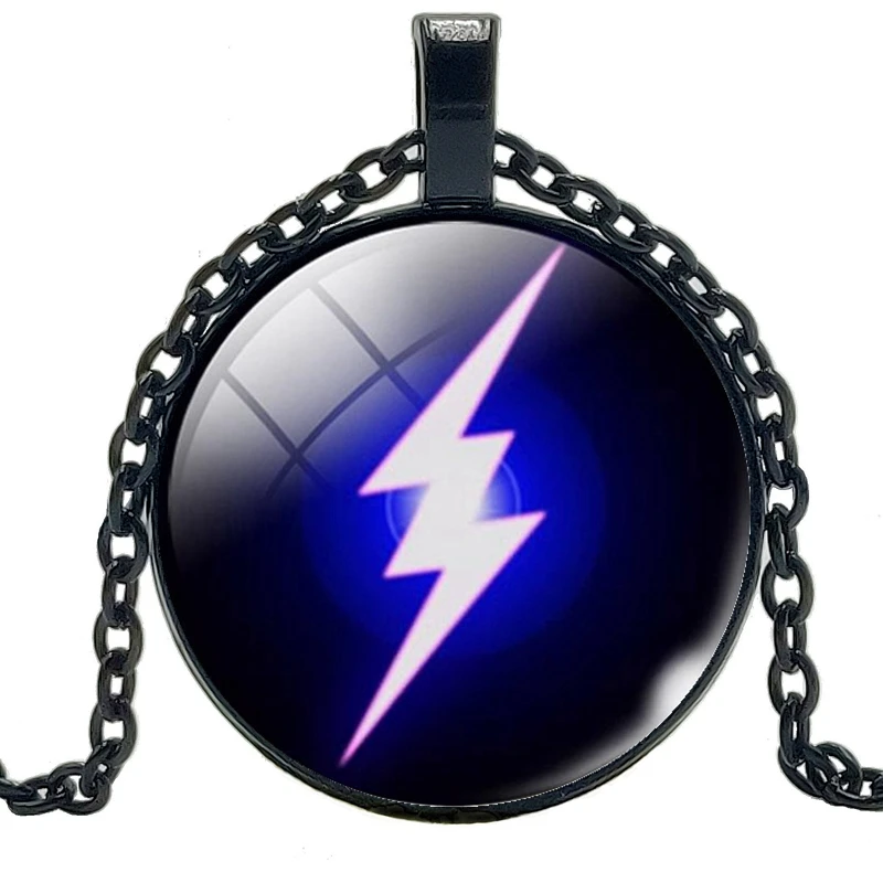 Ожерелье с кулоном из круглого стекла выпуклым кристаллом голубое молния 2020 |
