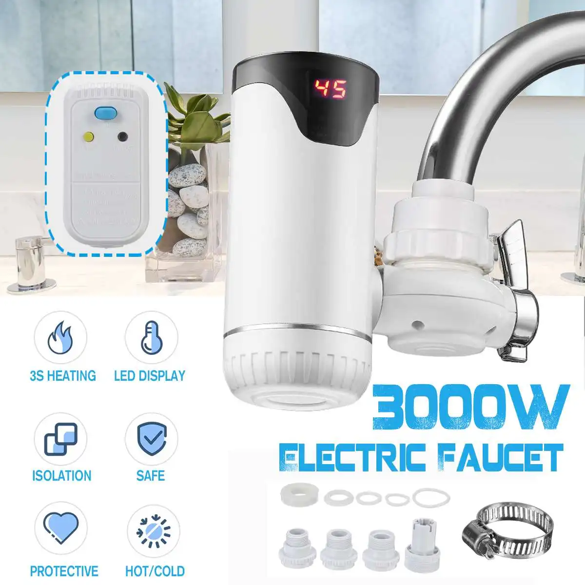 30s Электрический кухонный водонагреватель без резервуара быстрый нагрев горячей