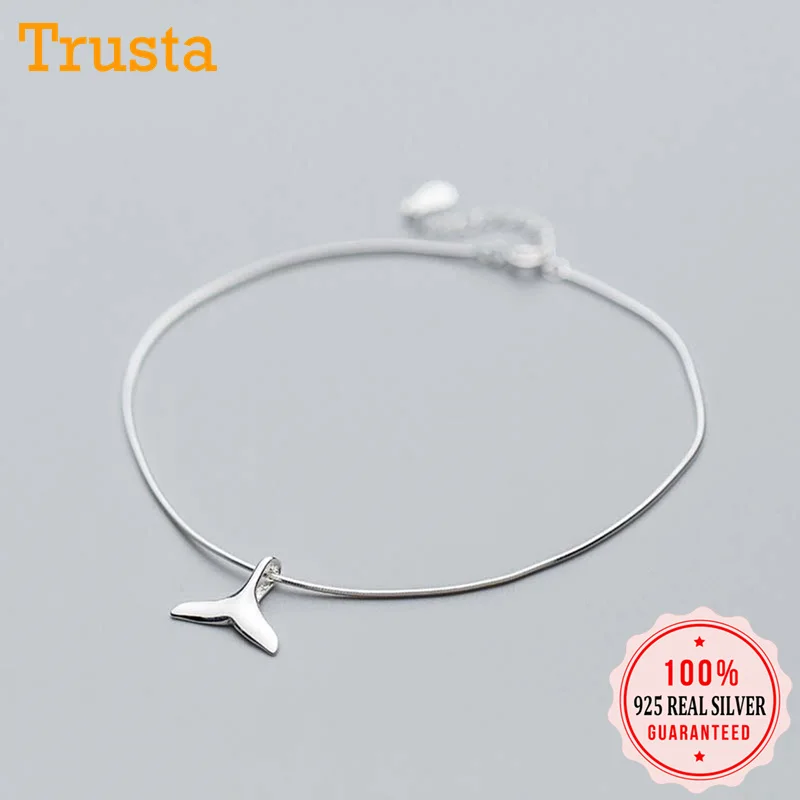 Trusta, Настоящее серебро 925 пробы, Модные женские ювелирные изделия, хвост русалки, 23 см, ножные браслеты для девушек и женщин, хорошее ювелирное изделие DS1153