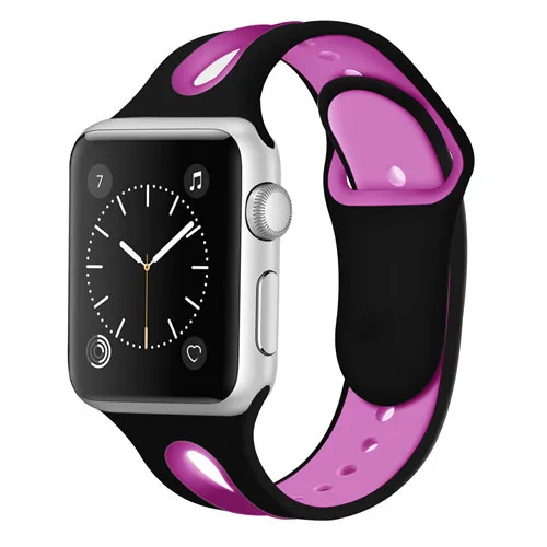 

Silicone Strap For Apple Watch band 44mm 40mm 42/38mm correa Breathable bracelet watchband apple watch 6 se 5 4 3