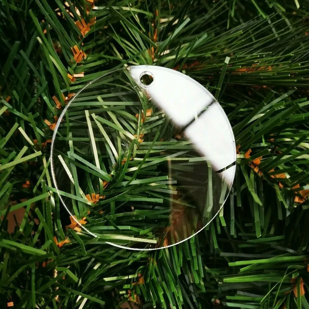 

10PCS 50/75/100mm Clear Disc Crafts Blank Acrylic Bauble Xmas Christmas Tree Hanging Decor DIY Round Gift Label 2mm