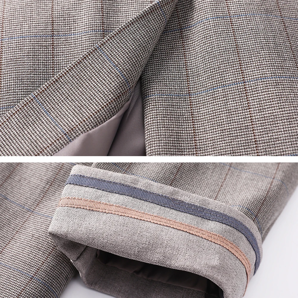 

Casual Women Girl Gray Plaid Black Blazer With Slanted Pockets New Arrival Female Fashion Loose Autumn Winter Jacket Coat