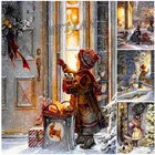 Набор для вышивания крестиком, квадратныекруглые подарки для девочек, 5D, бриллиантовый рисунок Рождество