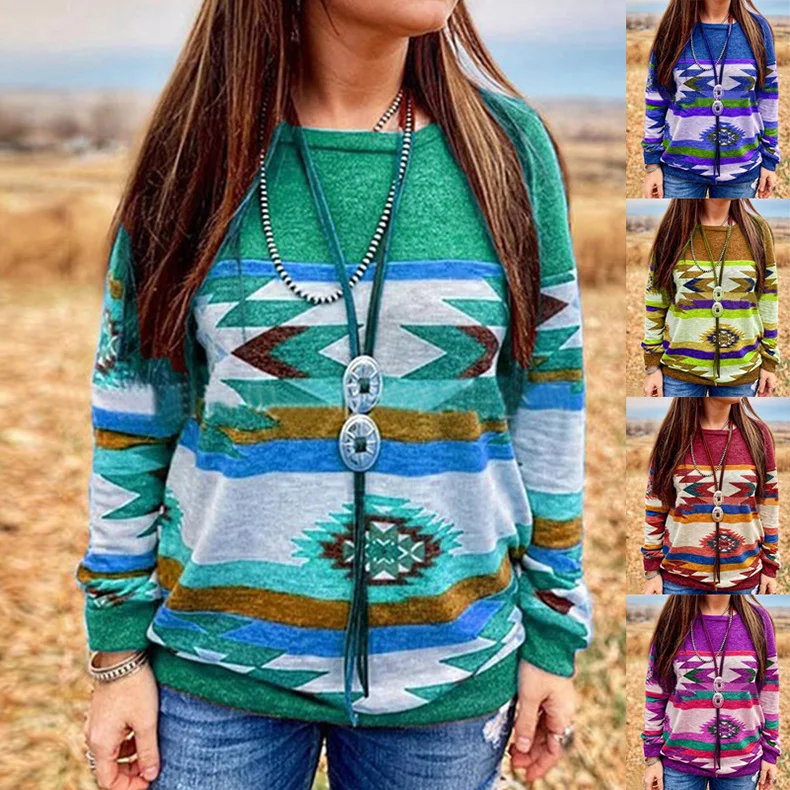 

Egood 2021 Winter Fashion New Women's Explosive Style Loose Drawstring Suit Casual Style Round Neck Printed Sweater