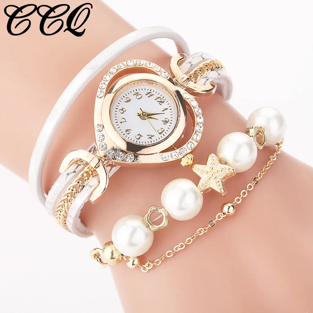 

CocoShine Women Watch New CCQ Vintage Shining Pearl Bracelet Dial Analog Quartz Wrist Watch reloj mujer montre femme 2020