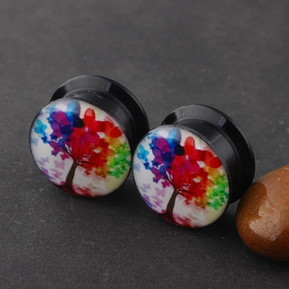 Акриловые ушные отверстия JUNLOWPY с УФ логотипом заглушки туннель для тела