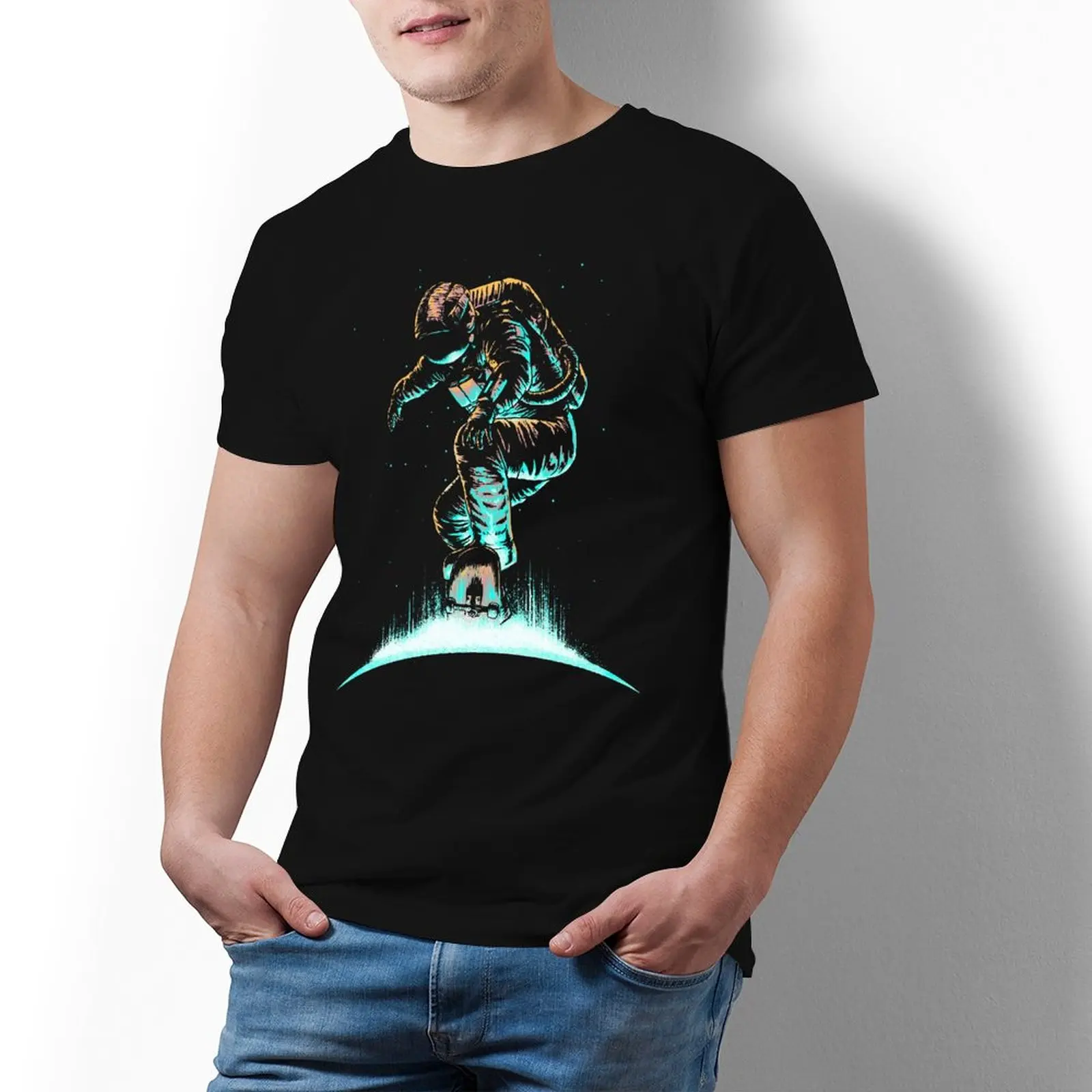 

Футболка с полумесяцем, забавная футболка с коротким рукавом из 100 хлопка, Классическая мужская футболка с принтом 3xl