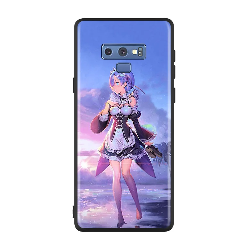 

Bright Black Cover Anime Rem Re Zero For Samsung Galaxy Note 20 Ultra 10 9 8 S10 S10E S9 S8 S7 Plus 5G Phone Case