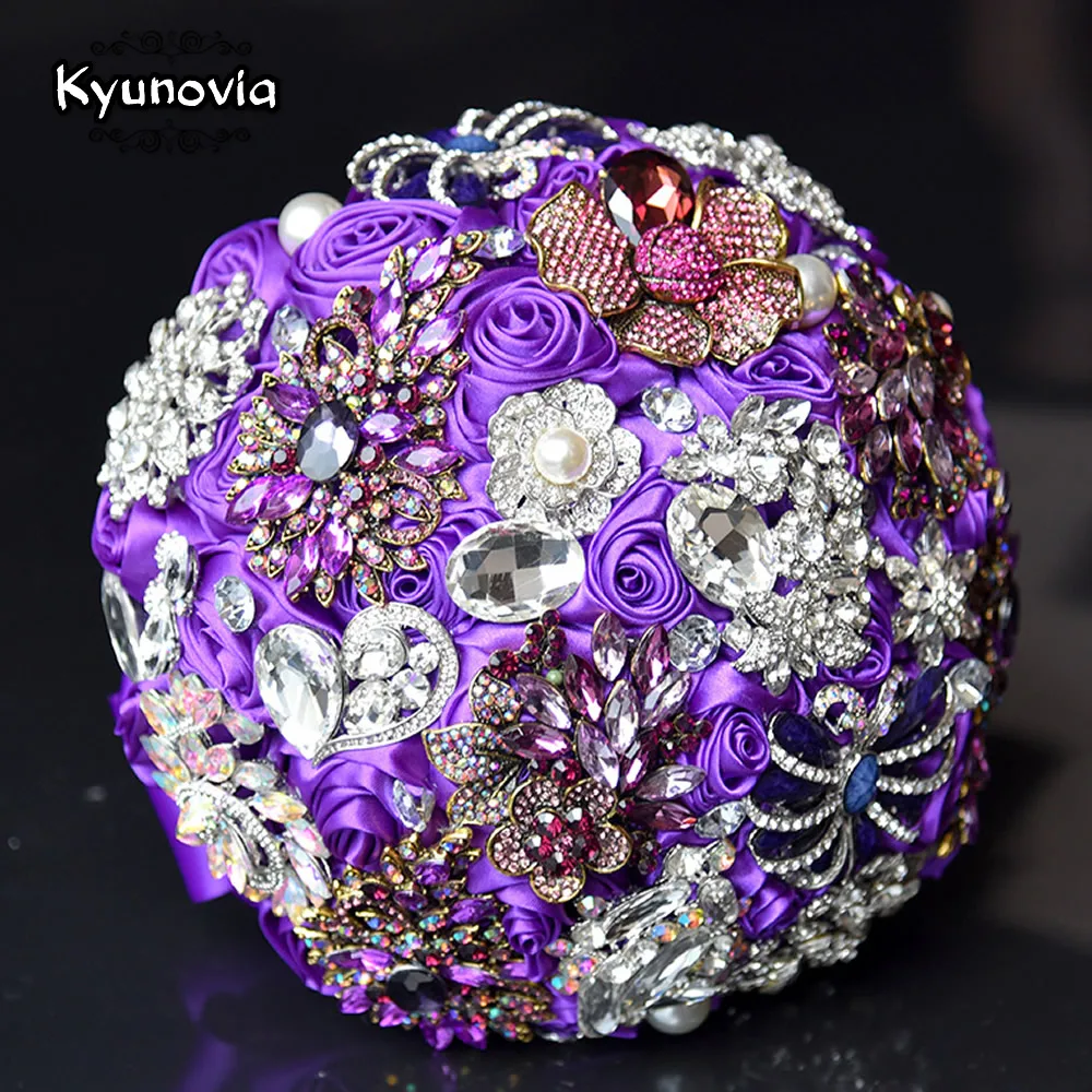 Kyunovia высокое качество фиолетовый цвет искусственные цветы свадебный букет