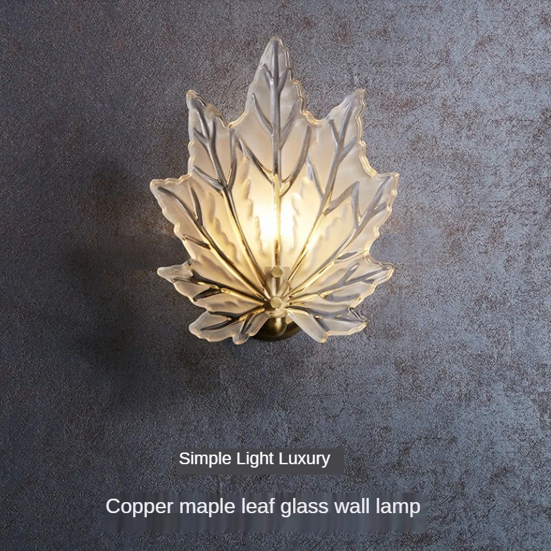 

Modern Minimalist Lamp Luxury Personality Maple Leaf Wall Lamp Background Wall Decoration Wall Lamp Bedside Glass LED Wall Lamp