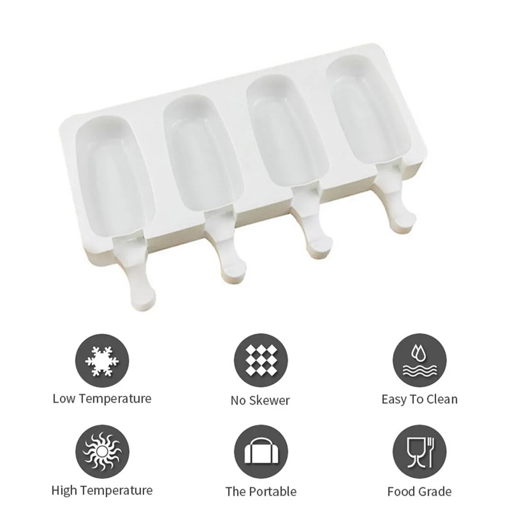 

White Ice Cream Mold 50pcs Wooden Stick Mold DIY Durable Non-smell Reusable