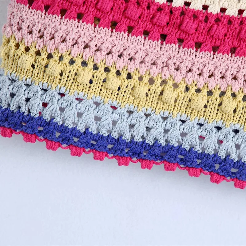 

PUWD Sweet Women Square Collar Vest 2021 Summer Fashion Ladies Folk-custom Sling Female Frilled Knitted Crop Top