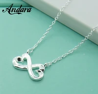 new 925 silver necklace double love pendant necklace for woman jewelry gift