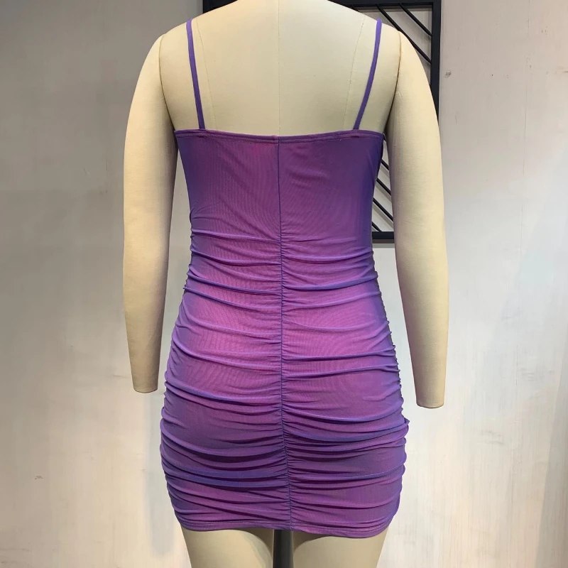 

Plus Size 4XL Sexy Slim Fit Sling Off Shoulder Sleeveless High Waist Tight Fit Party Pleated One Step Mini Dress Women Fashion