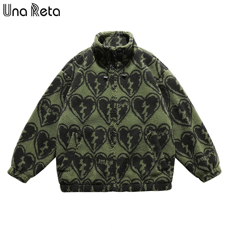 Una Reta M-XXL Winter Men Coat New Casual Lamb Wool Parka Coat Loose Men Clothing Grain Fleece Men's Jacket Lovely Coat