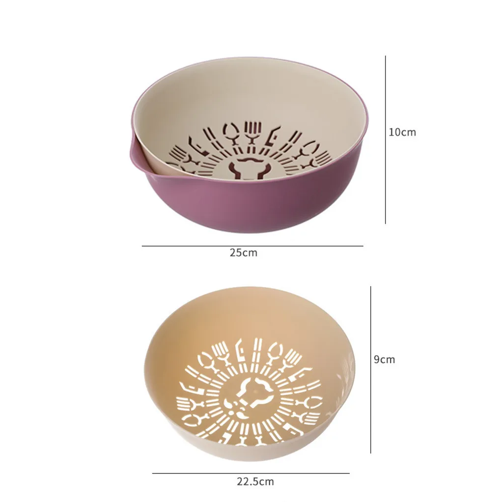 

Kitchen Double Drain Basket Bowl Storage Holder Multifunctional Shelf Storage Rack Kitchen Washing Double Basket Strainers Bowls