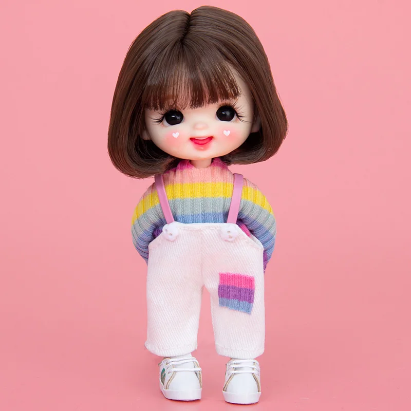

Ob11 Rainbow Jersey Suspenders Set GSC Plain Molly BJD Baby coat 1/12 doll clothes