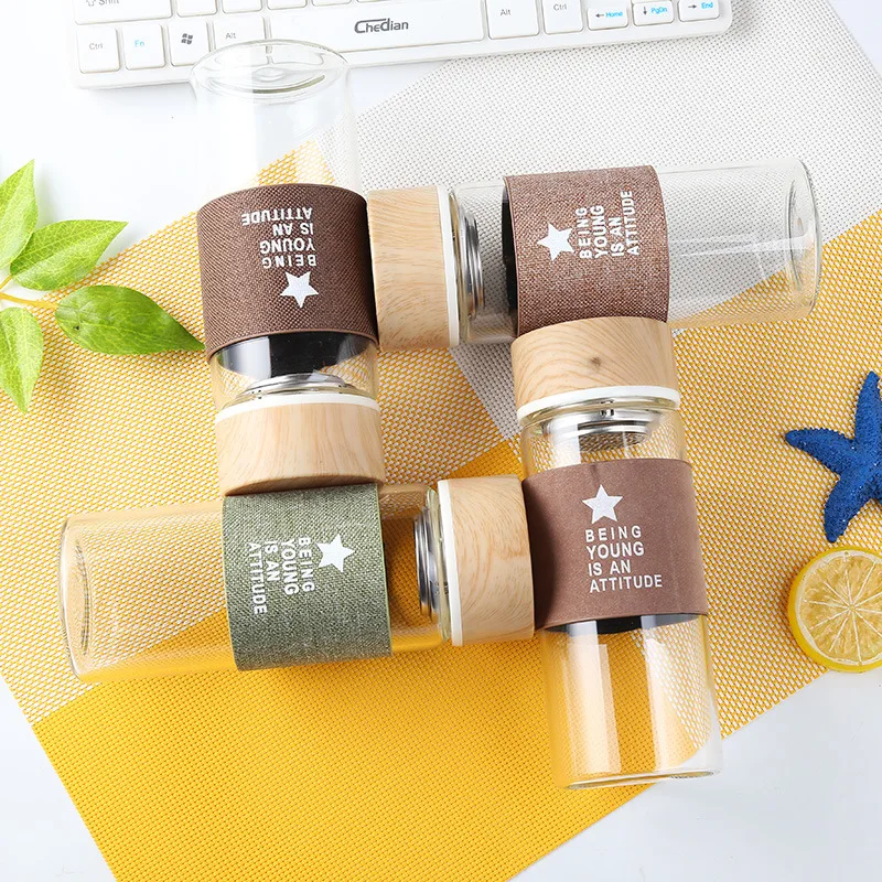 Абсолютно новые 400 мл стеклянные бутылки для воды термостойкие круглые офисные