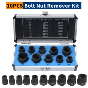 10 шт.компл. устройство для удаления гайки, гайки стопорного колеса, экстрактор поврежденных шестигранных винтов, домашний комбинированный инструмент